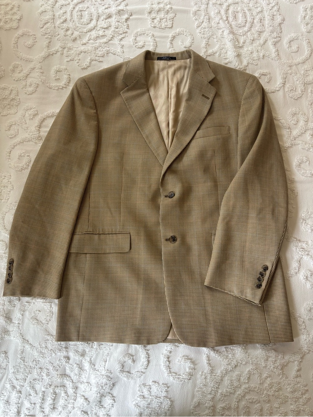 Austin Reed Brown Beige houndstooth wool blend Two-Button Sport Coat Blazer 42R